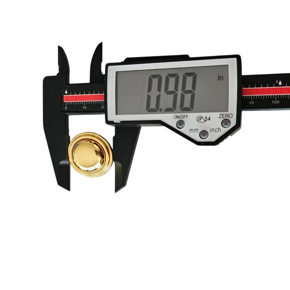 Liz Claiborne Gold Tone Round Button Clip On Earrings, Signed - Picture 8 of 9